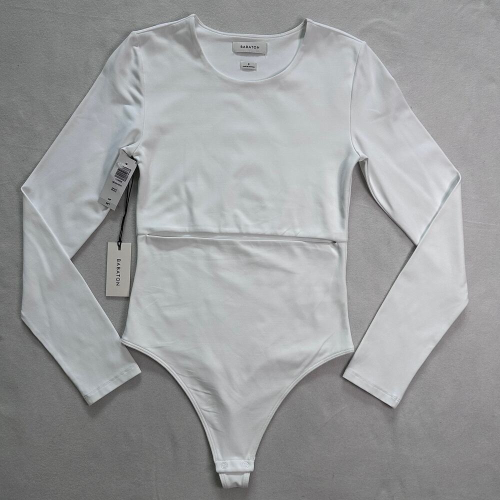 Babaton Segovia Cutout Bodysuit White Long Sleeve Aritzia Size S NWT - Picture 2 of 11